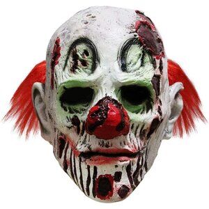 🆕White Scary Evil Clown Mask Horror Face Zombie Costume